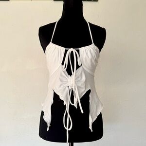 & Other Stories White Tie-Front Crop Top